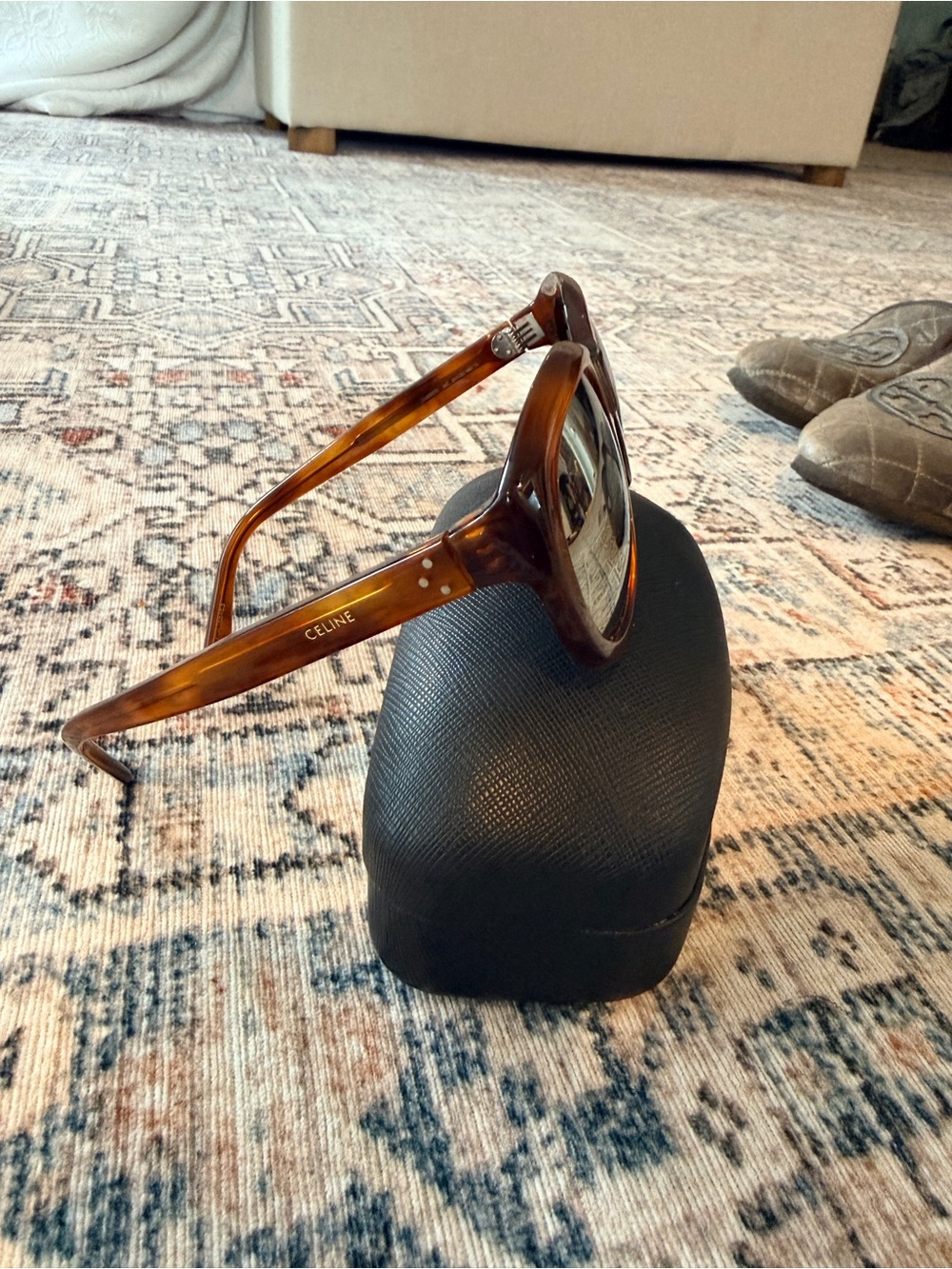 Celine Paris Tortoise Oversized Sunglasses Mirror Lens Italy - Picture 3 of 7